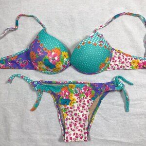 Recco brazilian floral print bikini set NWT